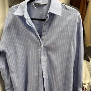 Zara Blue Striped Shirt oversized